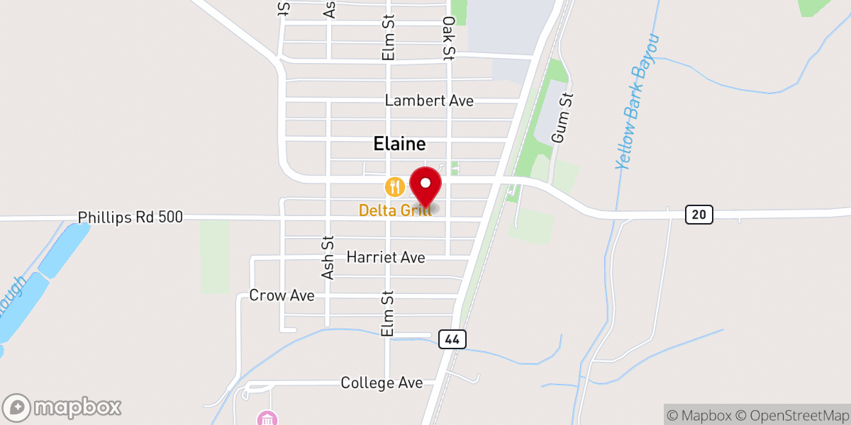Map showing location of Elaine United Methodist Church