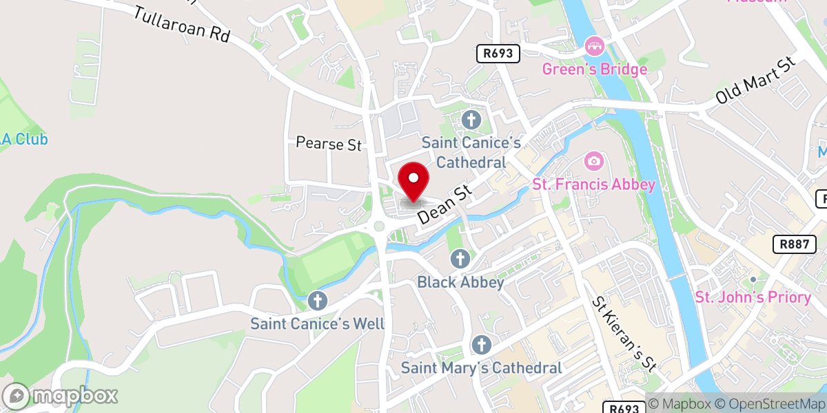 Map showing location of St. Canice's Church