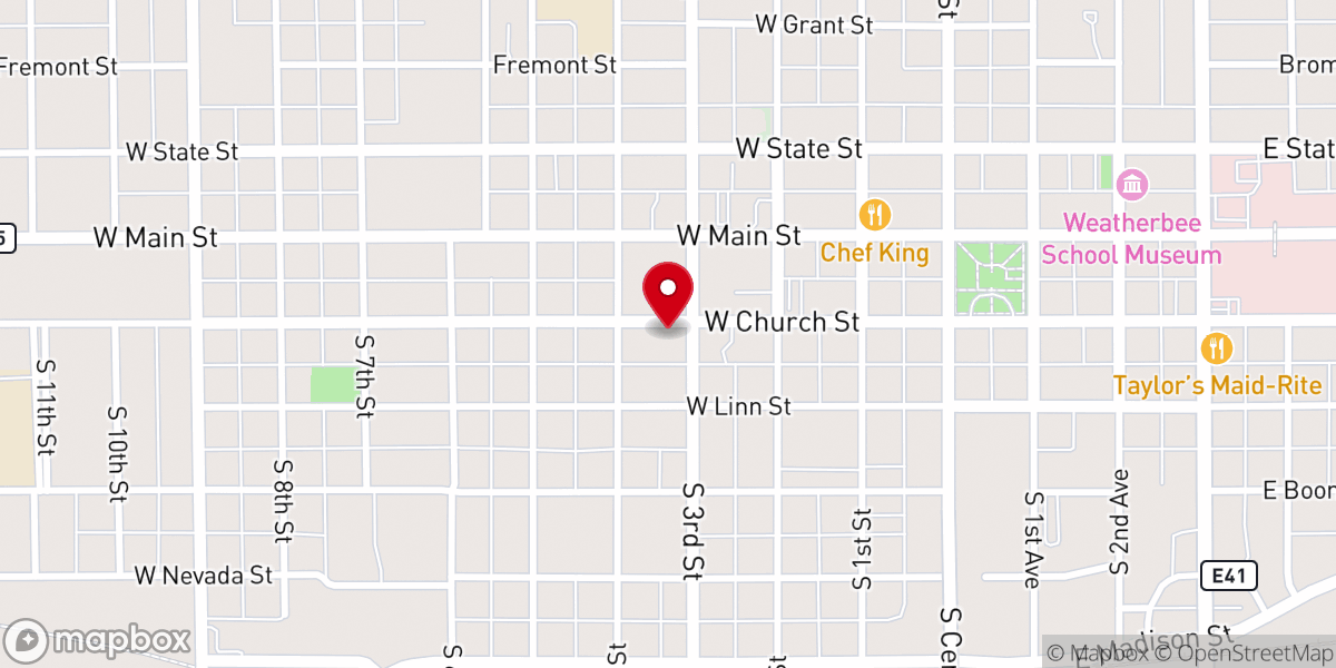Map showing location of Elim Lutheran Church