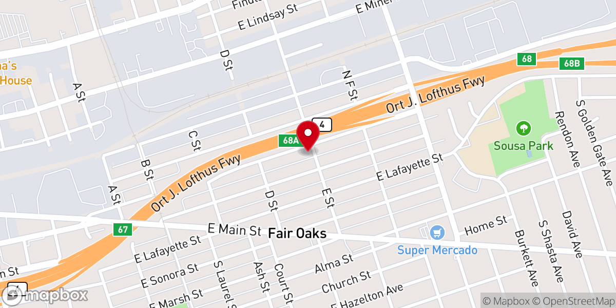 Map showing location of Market and E Street Seventh Day Adventist Church