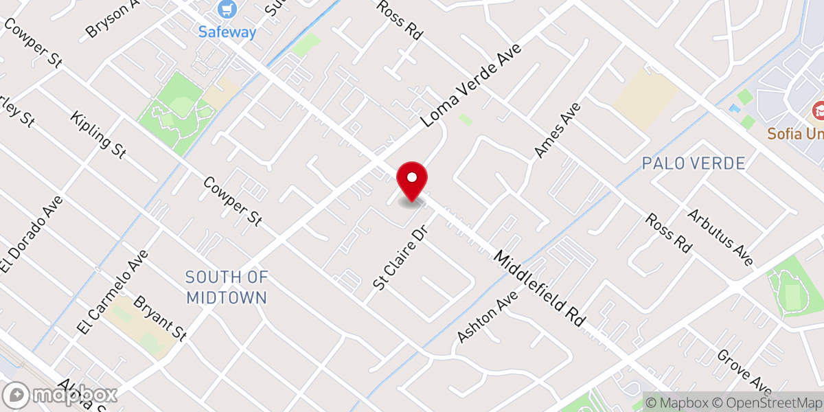 Map showing location of St. Thomas Aquinas Parish Pastoral Center