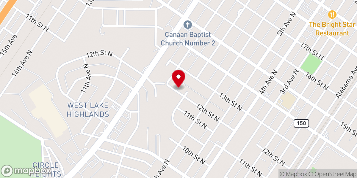 Map showing location of Friendship Baptist Church
