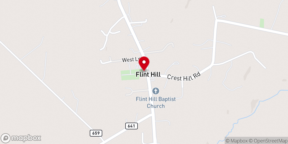Map showing location of Flint Hill United Methodist Church