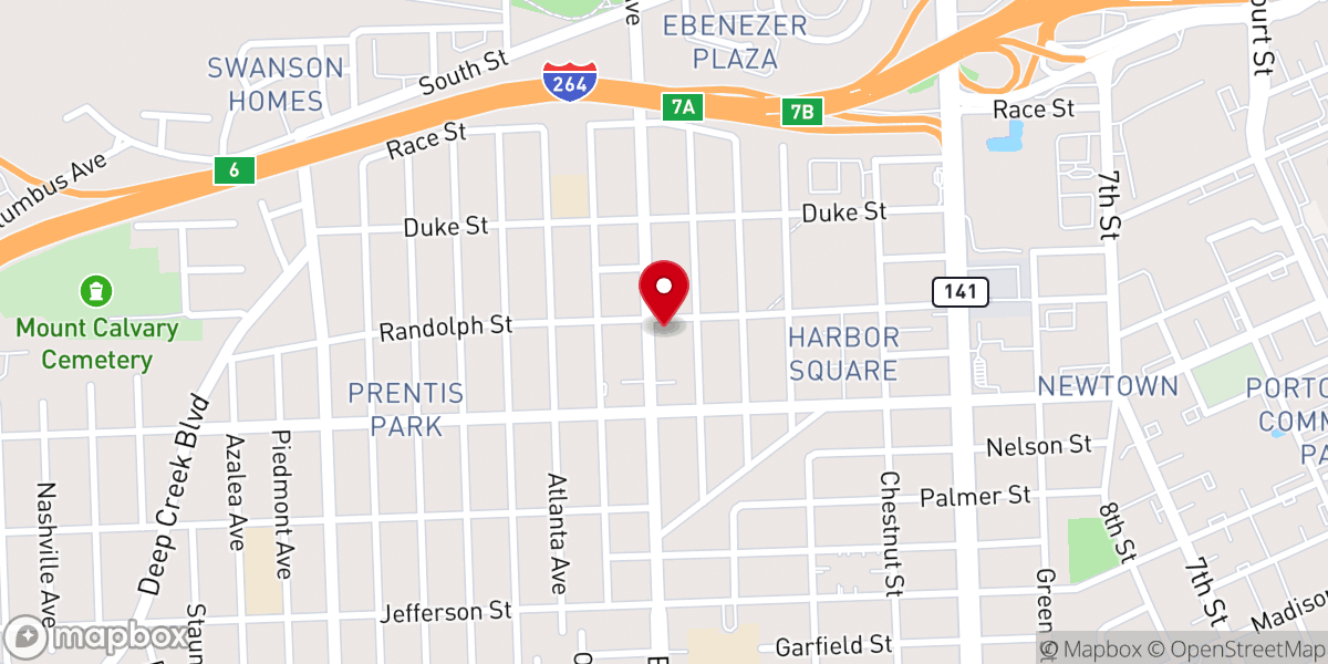 Map showing location of Elm Avenue Methodist Church