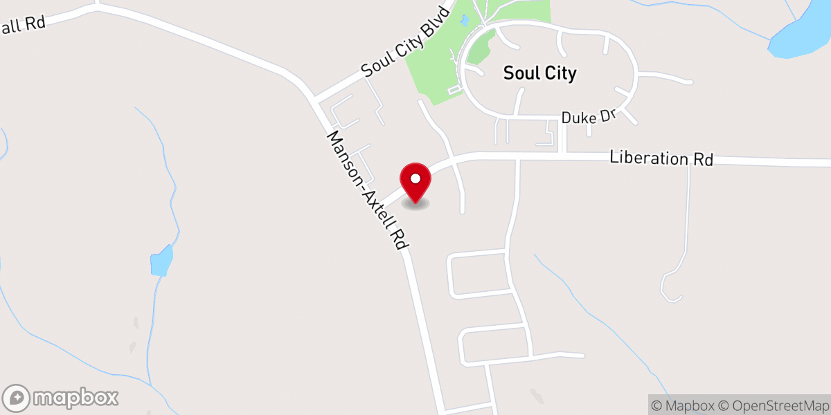 Map showing location of First Baptist of Soul City