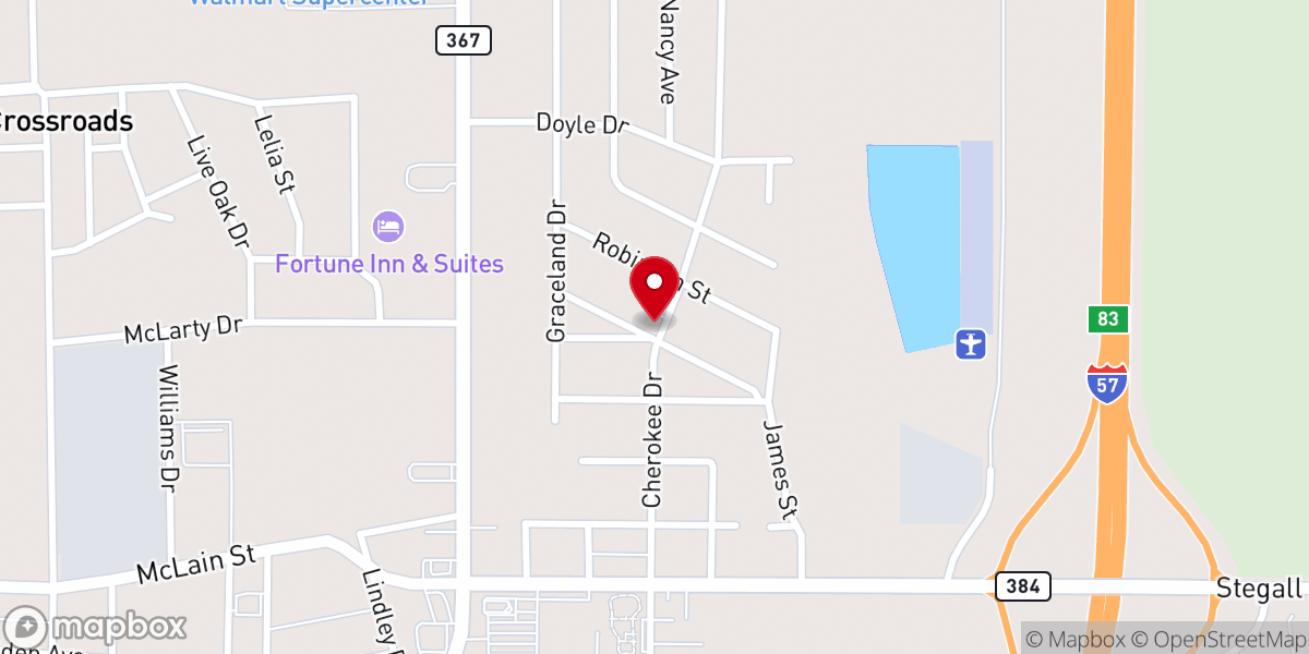 Map showing location of Cherokee Street Church of Christ