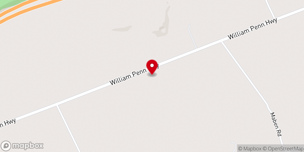 Map showing location of Whiteland Church
