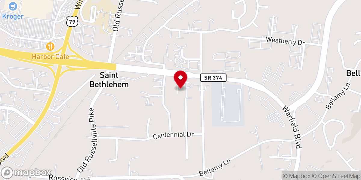 Map showing location of Warfield Boulevard Church