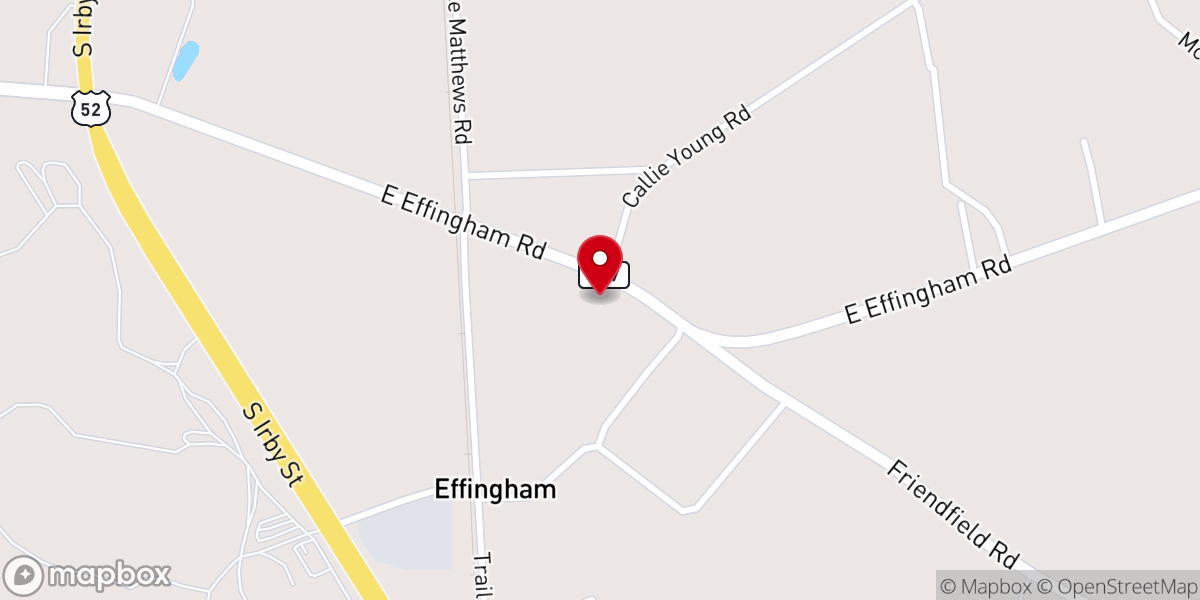 Map showing location of Effingham Associate Reformed Presbyterian Church