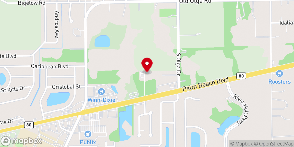 Map showing location of Lehigh Acres Spanish Seventh-day Adventist Church