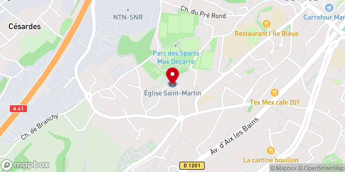 Map showing location of Église Saint-Martin (Vieux Seynod)