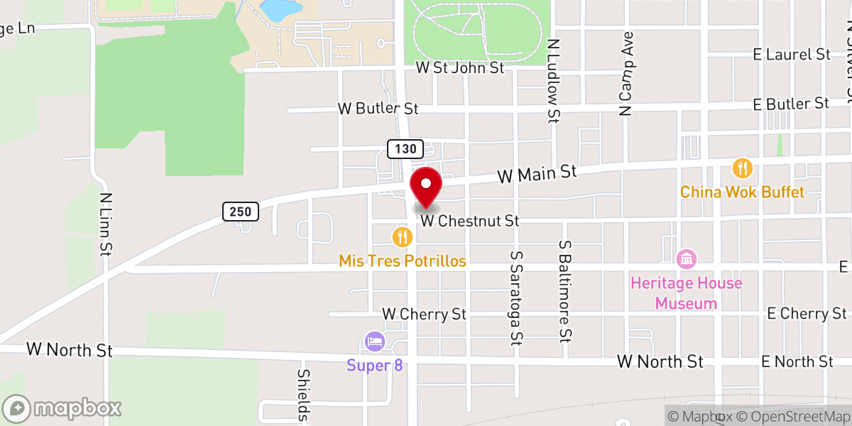 Map showing location of Praise Harvest Church