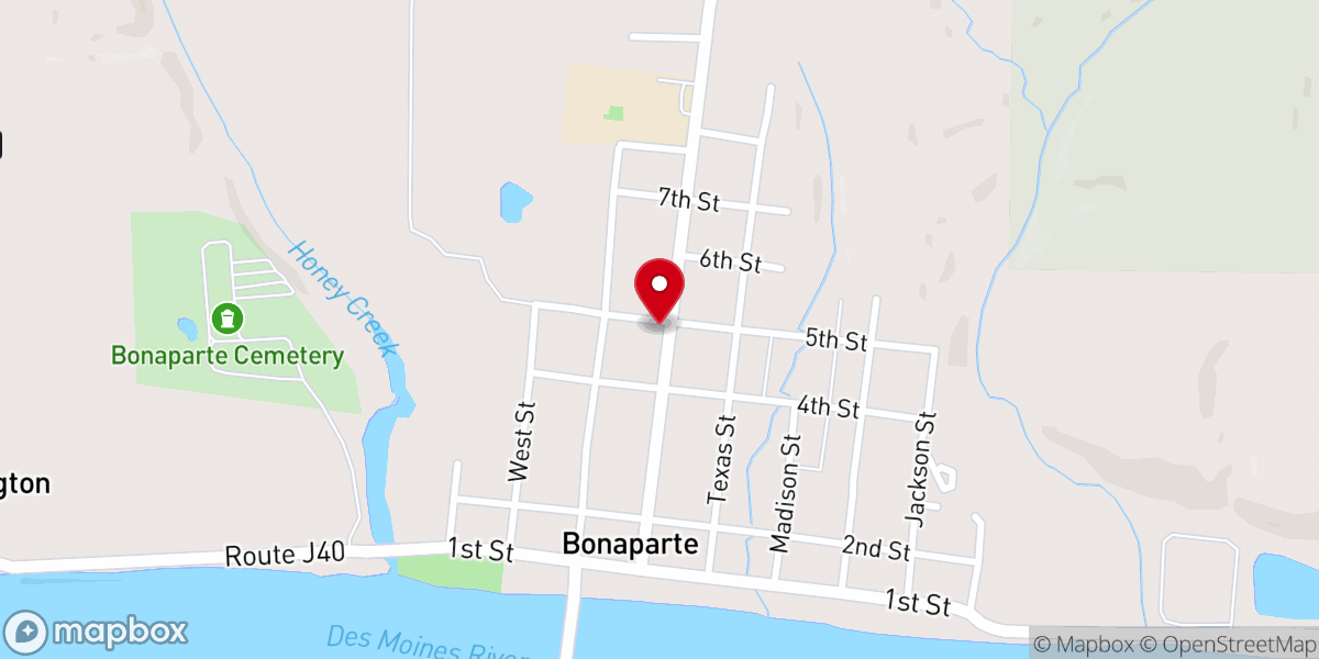 Map showing location of Bonaparte Presbyterian Church