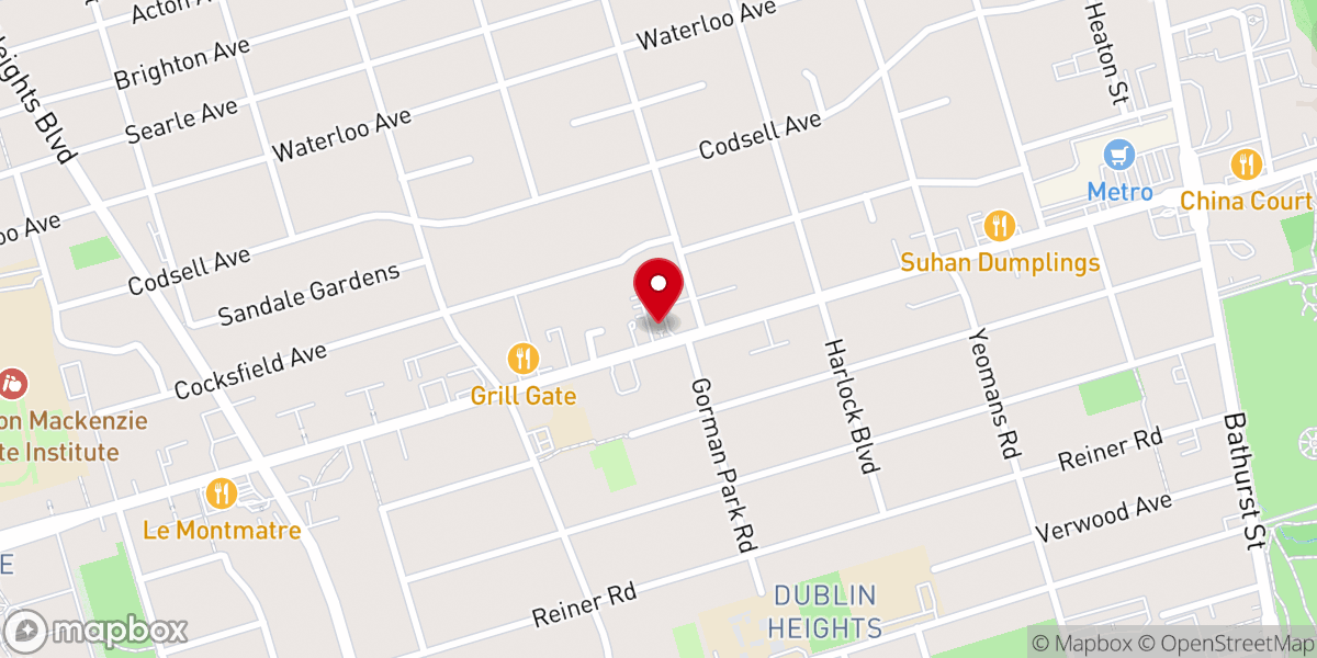 Map showing location of Filipino-Canadian Seventh Day Adventist Church