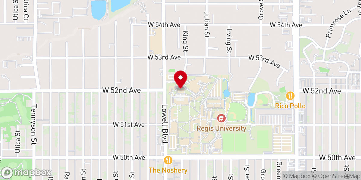 Map showing location of Saint John Francis Regis Chapel