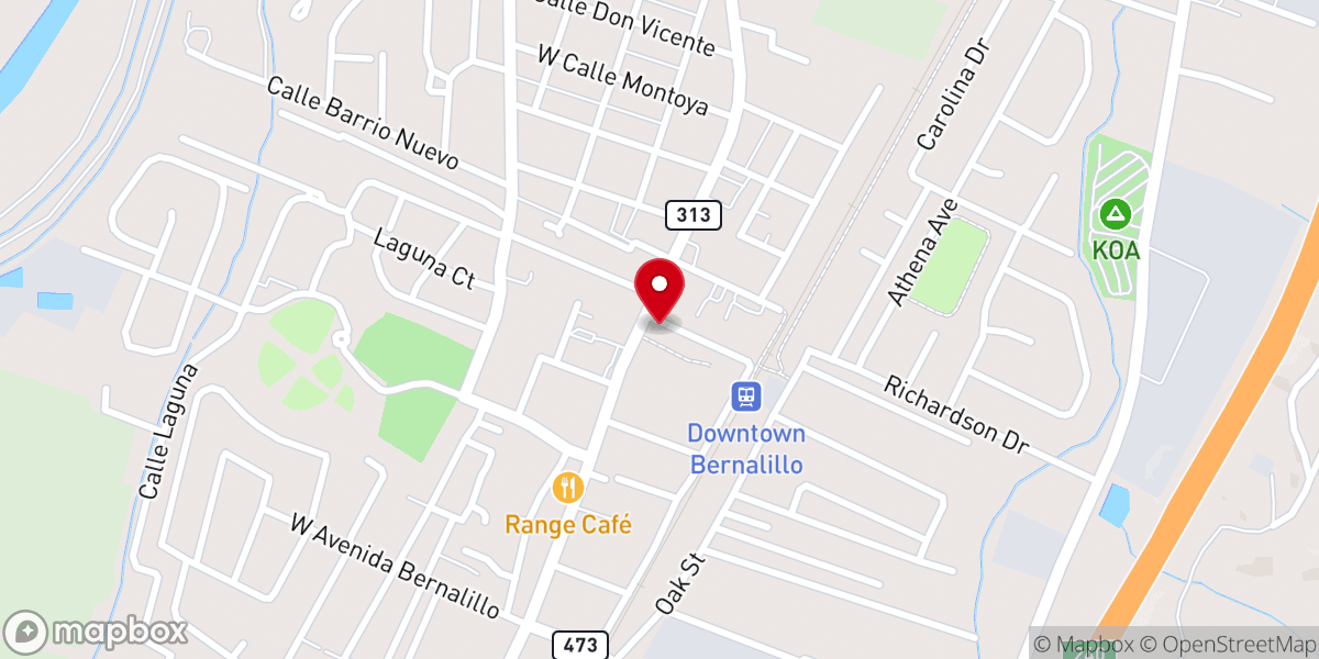 Map showing location of First Baptist Church Bernalillo