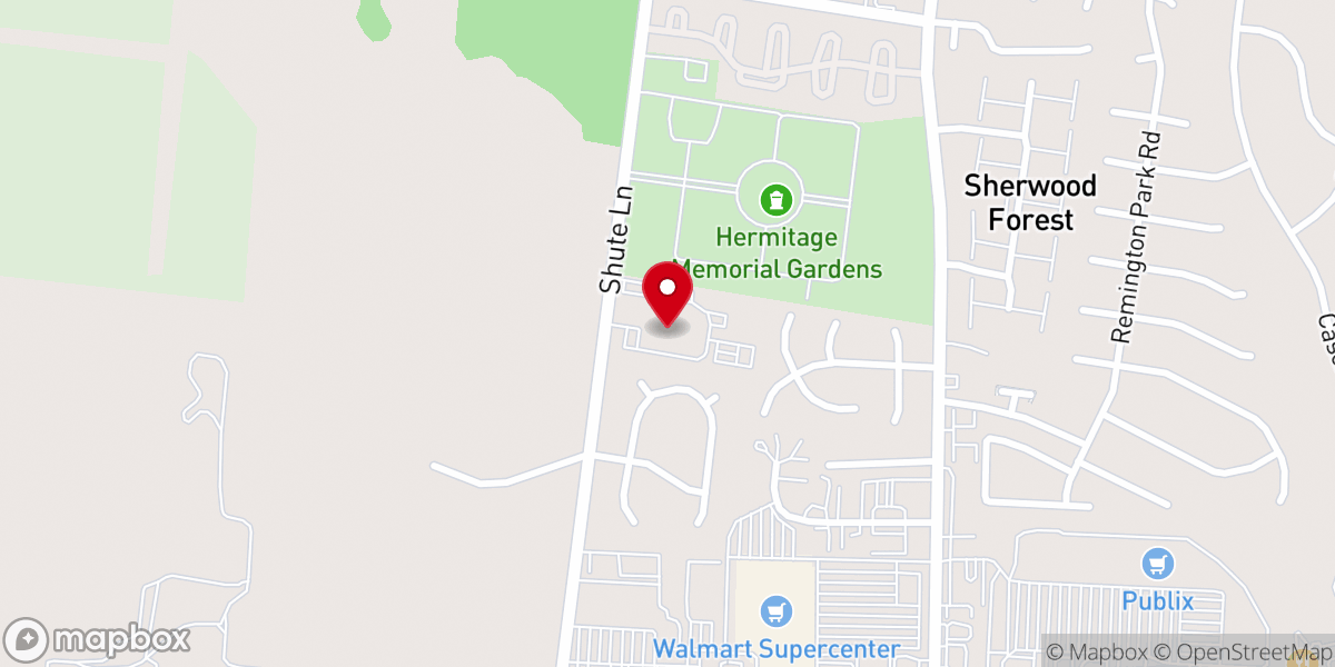 Map showing location of Tulip Grove Baptist Church