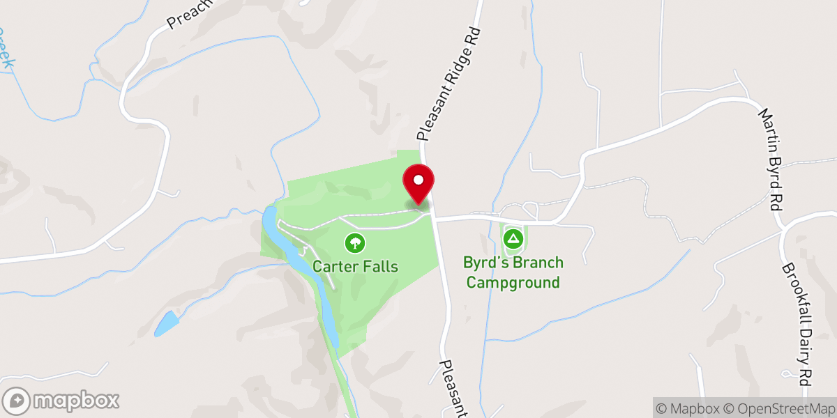 Map showing location of Carter Falls Trail