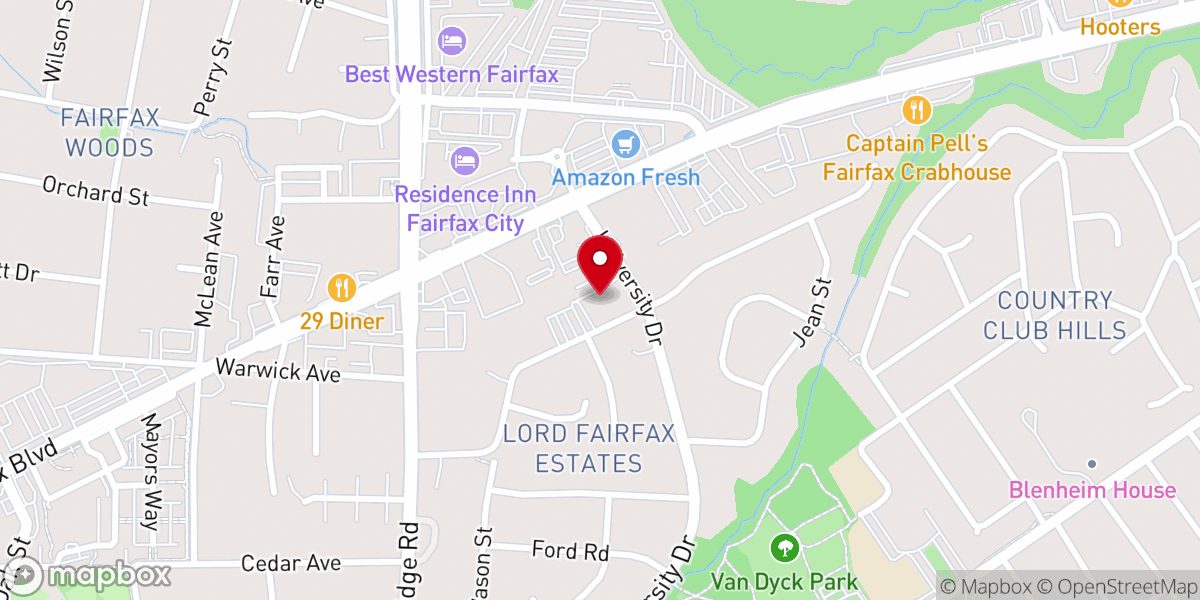 Map showing location of Fairfax United Methodist Church