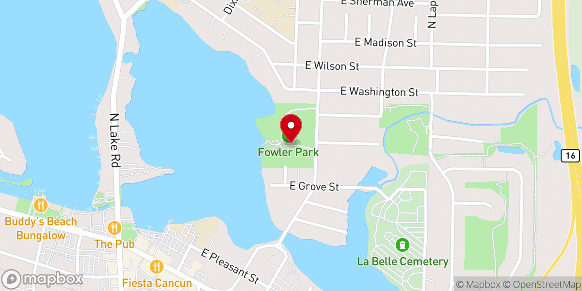 Map showing location of Fowler Lake Park