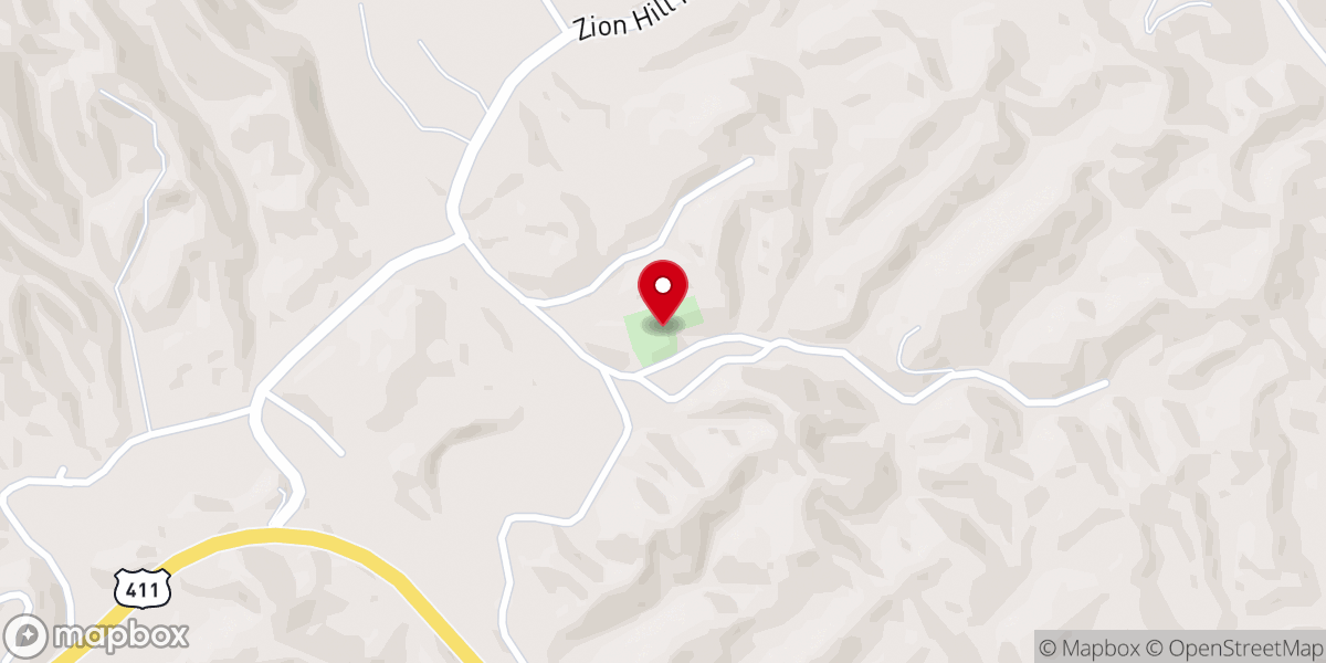 Map showing location of Zion Hill Baptist Church
