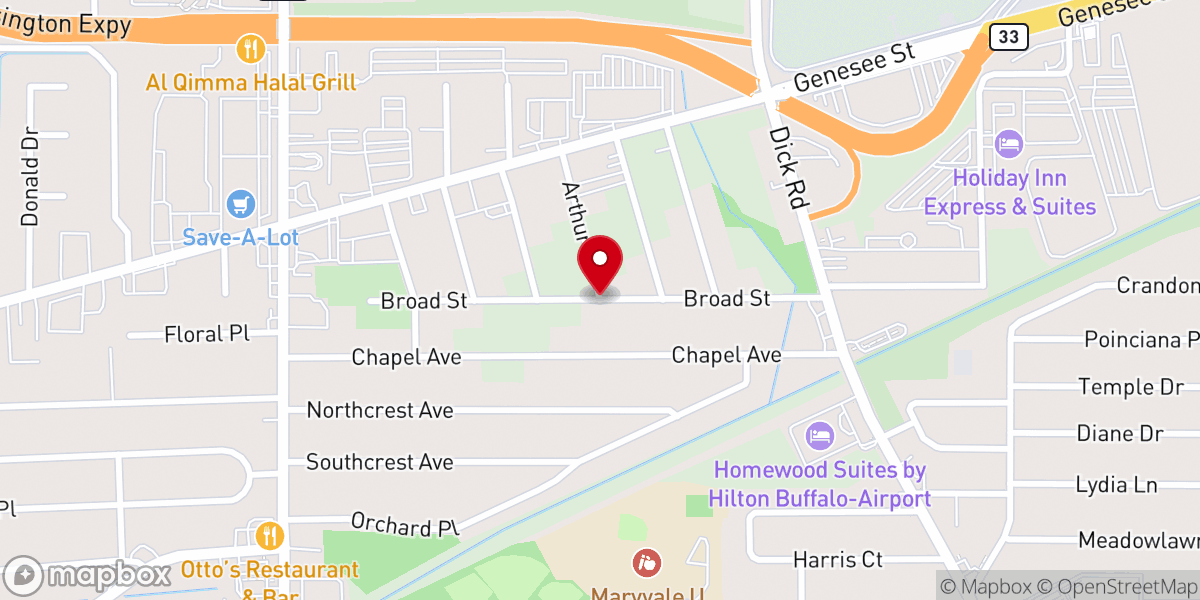Map showing location of Center for Christian Growth of Wny