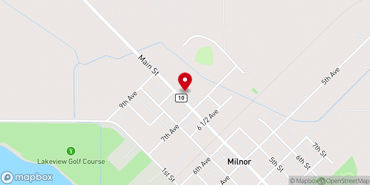 Map showing location of Milnor United Methodist Church
