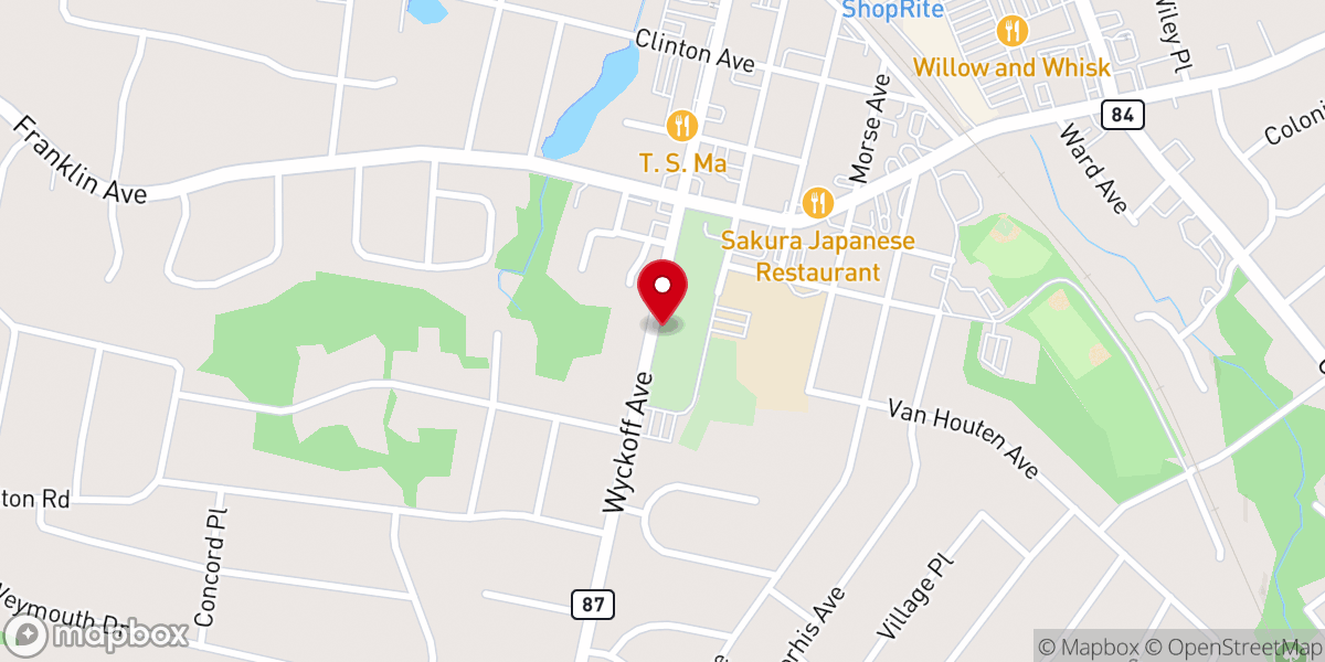 Map showing location of Wyckoff Reformed Church