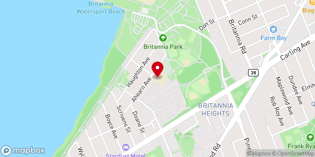 Map showing location of Britannia Baptist Church