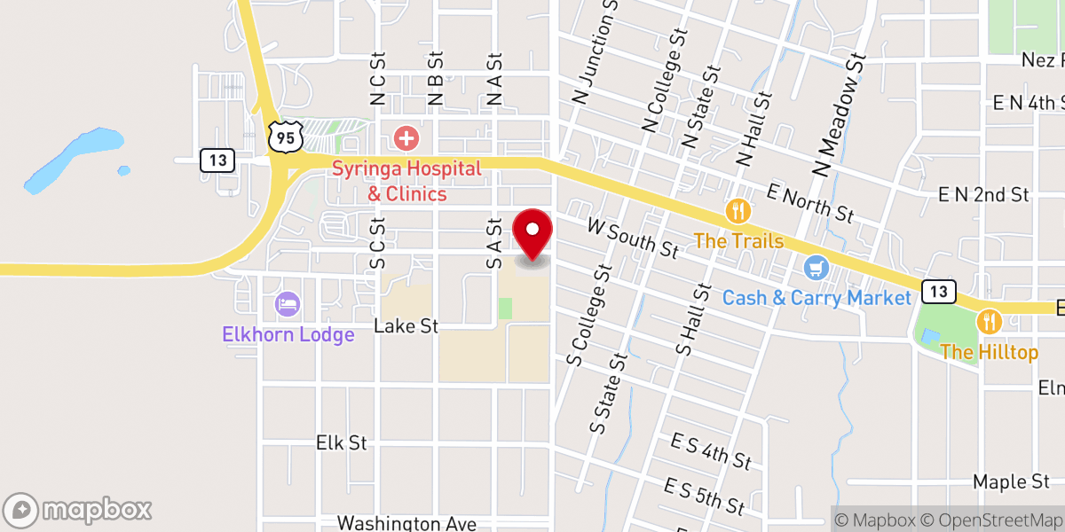 Map showing location of Grangeville Christian Church