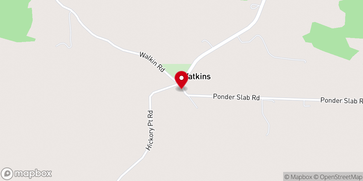 Map showing location of Hickory Point Baptist Church
