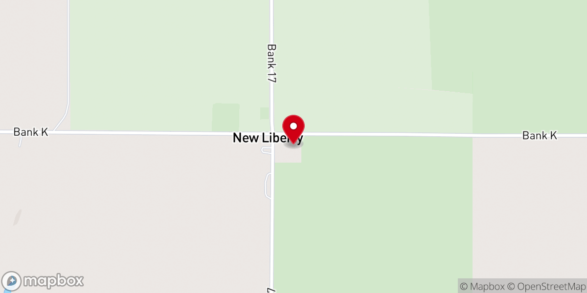 Map showing location of The Refuge Church atNew Liberty