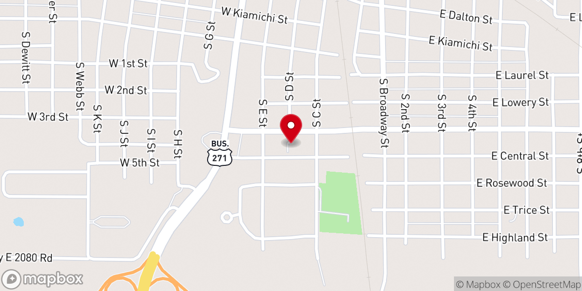Map showing location of Sharing Hope in Hugo - Food Distribution Center