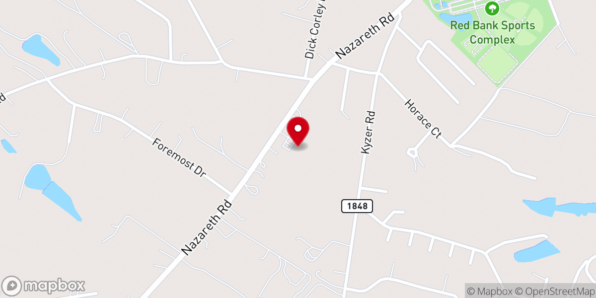 Map showing location of Lexington Evangelical Church