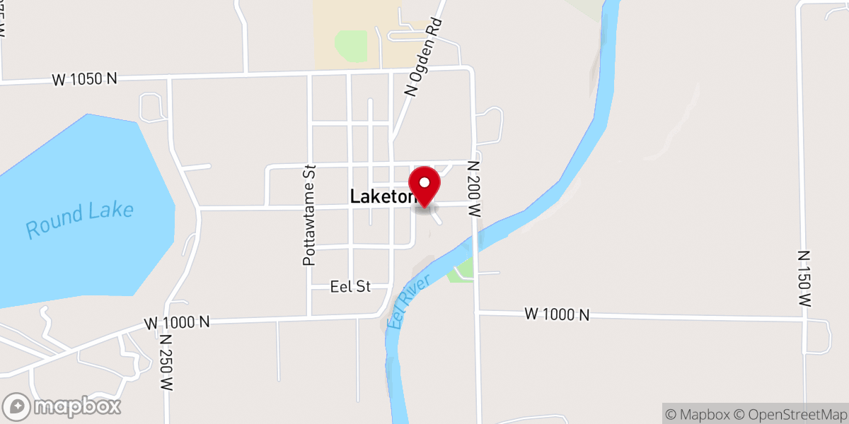 Map showing location of Laketon Wesleyan Church