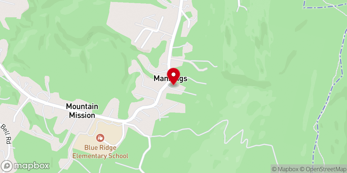 Map showing location of Mannings Assembly of God