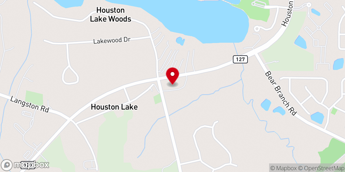 Map showing location of Houston Lake Baptist Church