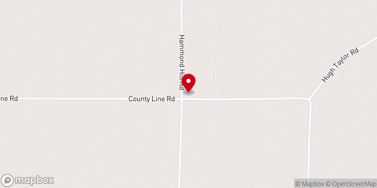 Map showing location of Hammond Hill Church