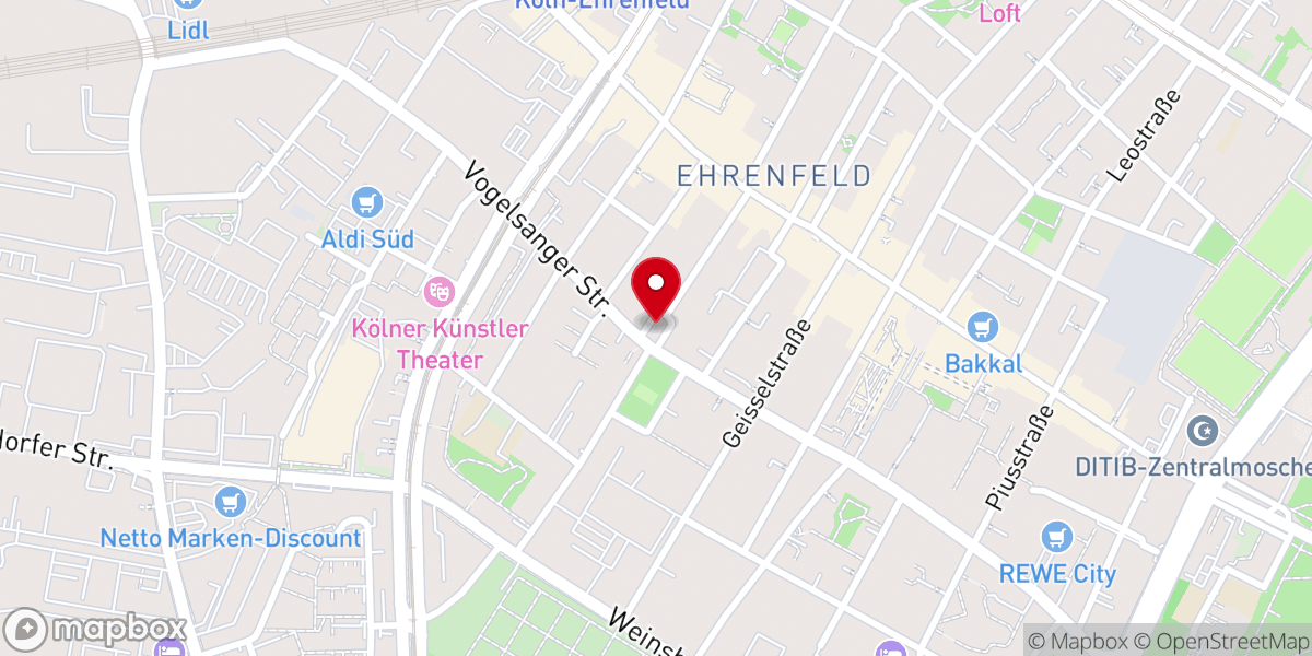 Map showing location of Friedenskirche - Evangelische Kirchengemeinde Ehrenfeld