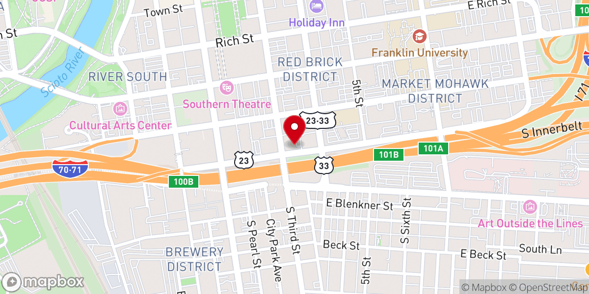 Map showing location of Trinity Evangelical Lutheran Church