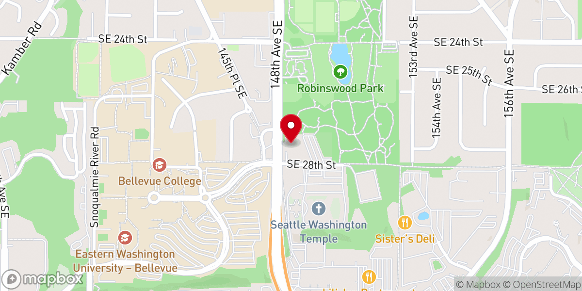 Map showing location of Saint Andrew's Lutheran Church Bellevue WA
