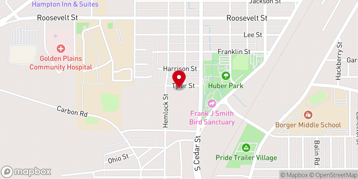 Map showing location of Borger Missionary Baptist Church