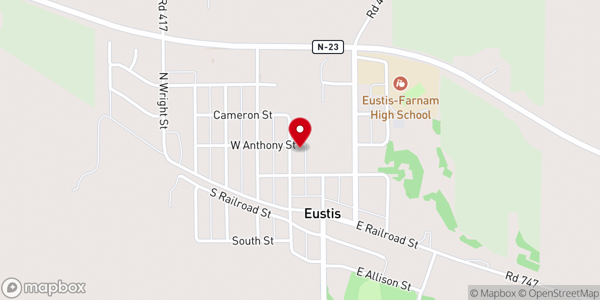 Map showing location of Eustis Methodist Church
