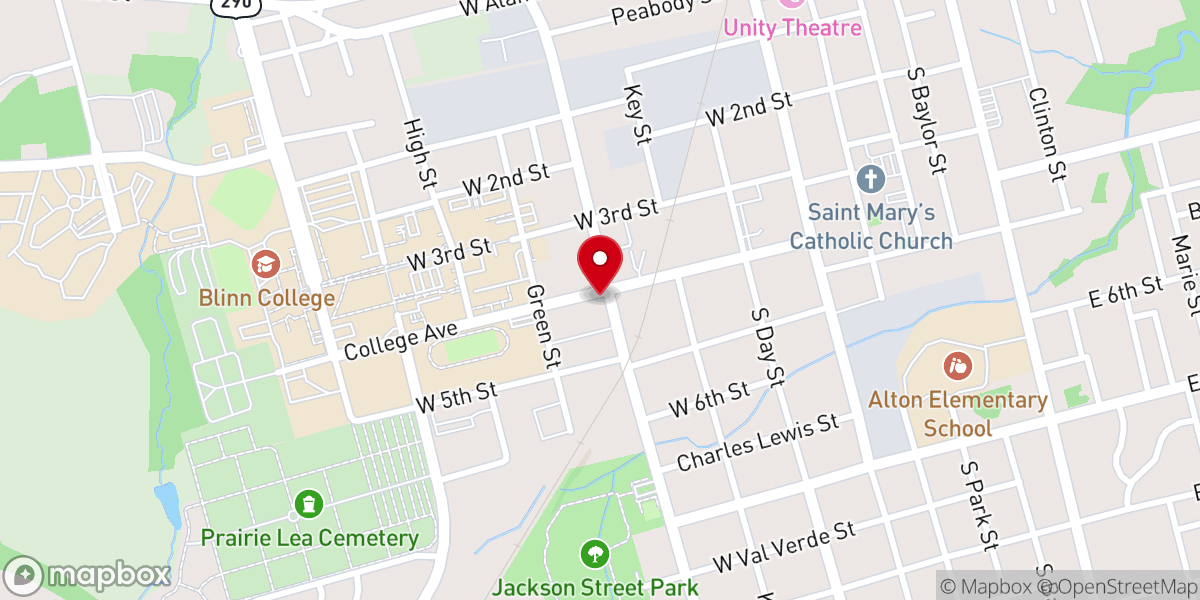 Map showing location of Brenham Presbyterian Church