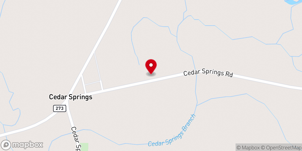 Map showing location of Cedar Springs Church
