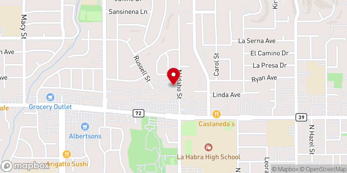 Map showing location of La Habra Hills Presbyterian