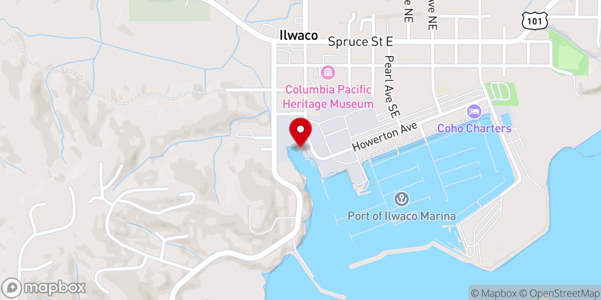 Map showing location of Port of Ilwaco Boatyard