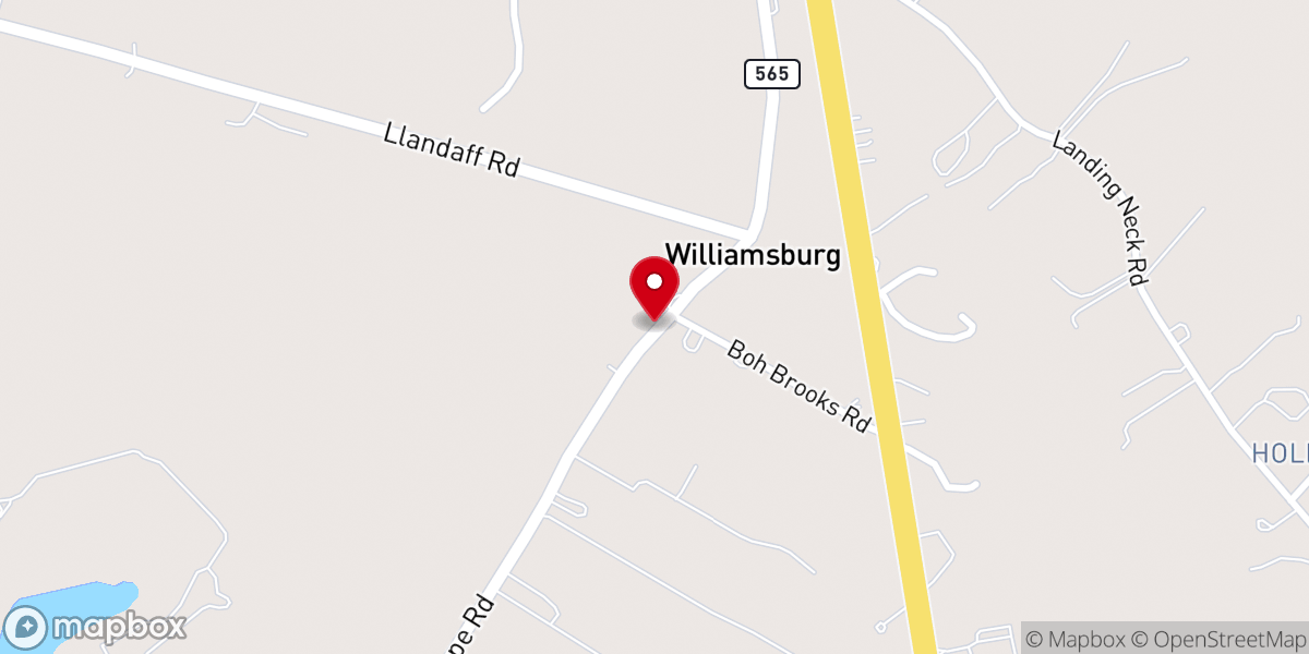 Map showing location of Williamsburg United Methodist Church