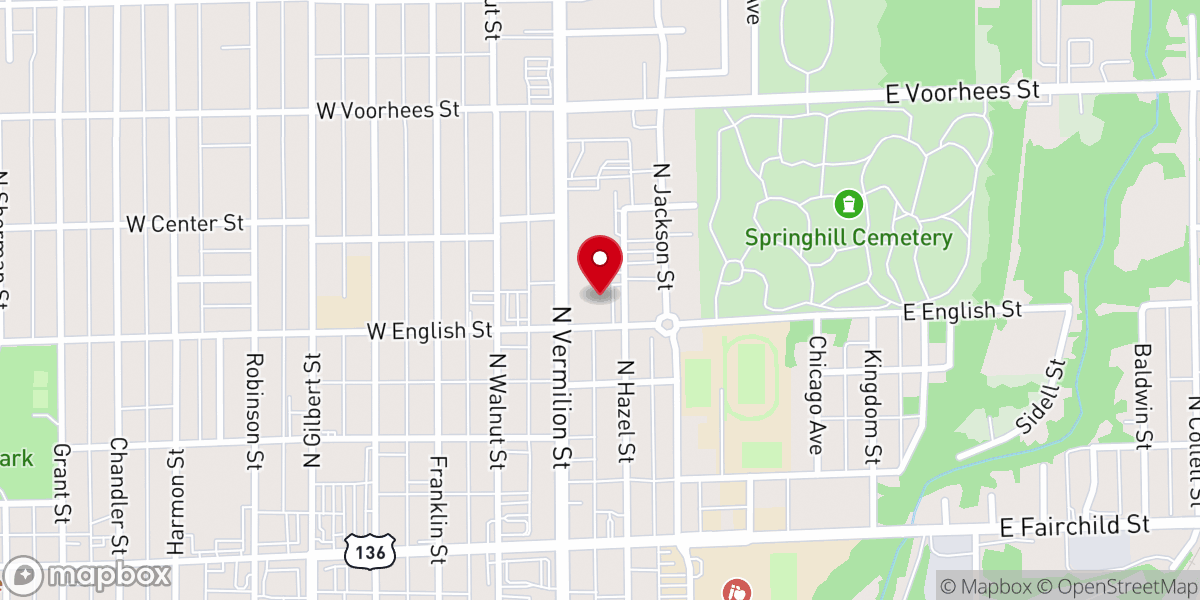 Map showing location of Central Christian Church