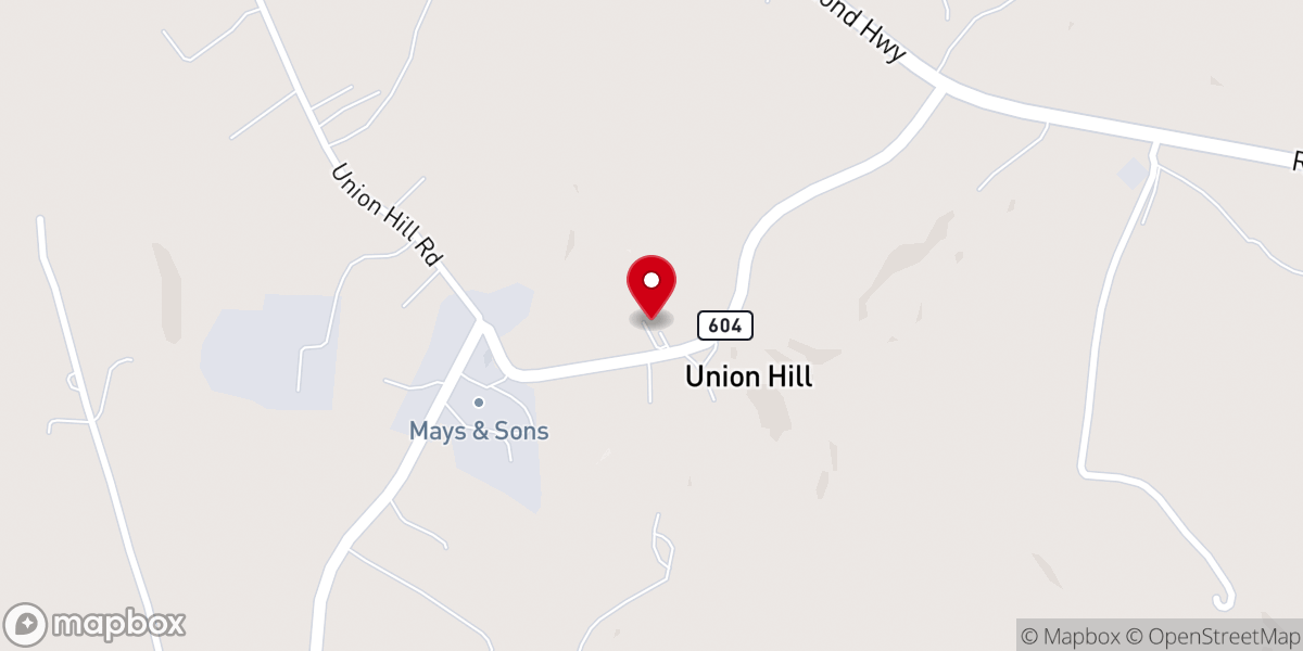 Map showing location of Union Hill Baptist Church